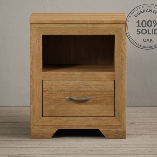 Bedside Table 400mm Wide with One Drawer in Solid Oak