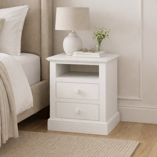 Bedside Table 450mm Wide with Two Drawers in Painted MDF