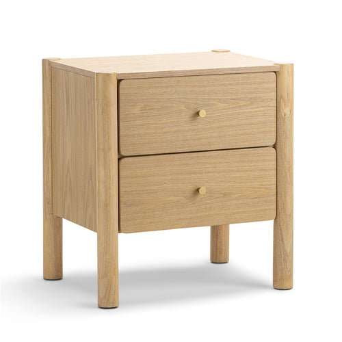 Bedside Table 450mm Wide with Two Drawers in Solid Ash