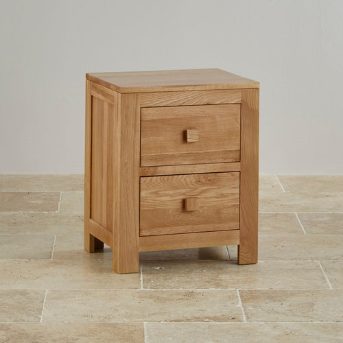 Bedside Table 450mm Wide with Two Drawers in Solid Oak