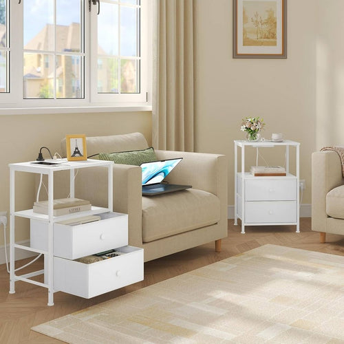 Bedside Table 450mm Wide with a Charging Drawer in Painted MDF