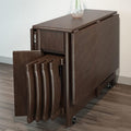 Compact Dining Set Drop Leaf Table and Four Chairs in Solid Walnut