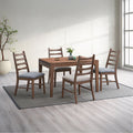 Compact Dining Set Extending Table and Four Stacking Chairs in Solid Walnut