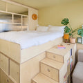 Compact Living System Bed and Storage Wall System 800mm Modules in Birch Plywood