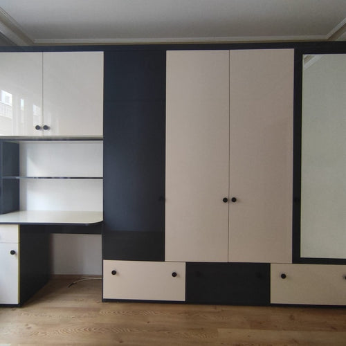 Compact Living System Desk Bed and Wardrobe System in Painted MDF