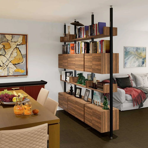 Compact Living System Studio Divider and Storage System in Solid Oak