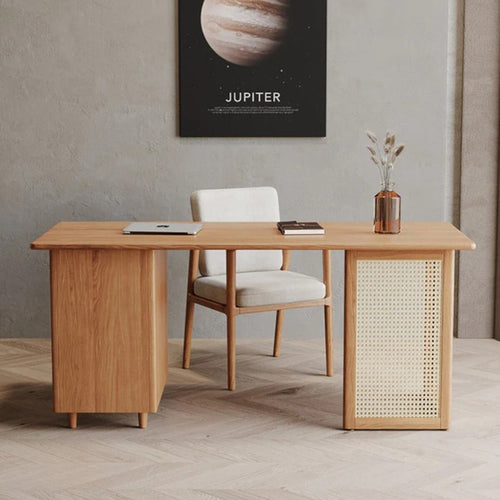 Corner Desk Package in Rattan and Ash