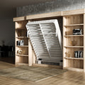 Fold Down Guest Bed with Shelving Above in Solid Oak