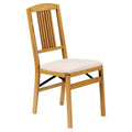 Folding Chair with an Upholstered Seat in Solid Oak