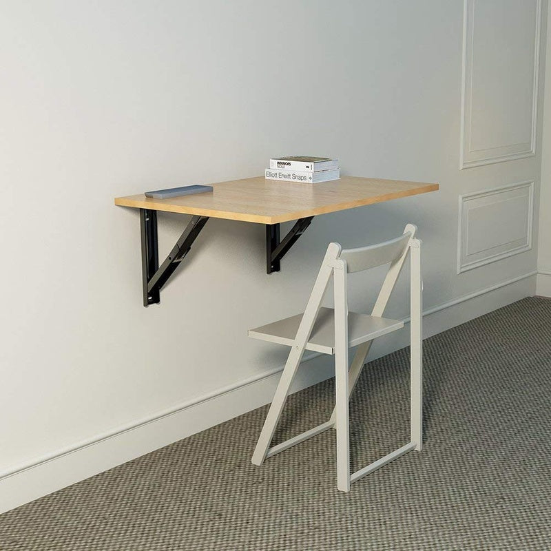 Folding Wall Desk 700mm Wide in Solid Ash