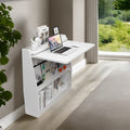 Folding Wall Desk and Narrow Bookcase in Solid Ash