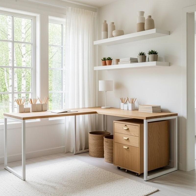 Home Office in a Corner Package in Solid Oak