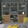 Modular Storage Wall Six Module Tower 800mm Wide in Solid Oak