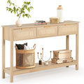 Narrow Console Table 800mm Wide by 250mm Deep in Rattan and Ash