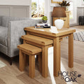 Narrow Sideboard and Nest of Three Tables in Solid Oak