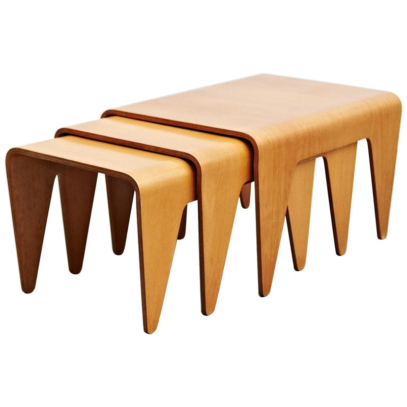 Nest of Three Tables in Birch Plywood 500mm Wide