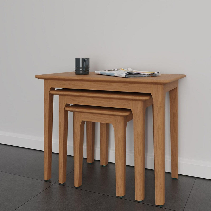 Nest of Three Tables in Solid Oak 500mm Wide
