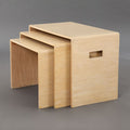 Nest of Two Tables on Castors in Birch Plywood 450mm Wide