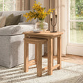 Nest of Two Tables with a Shelf in Solid Oak 450mm Wide