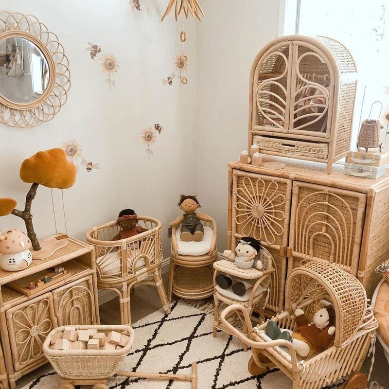Nursery Corner Package in Rattan and Ash