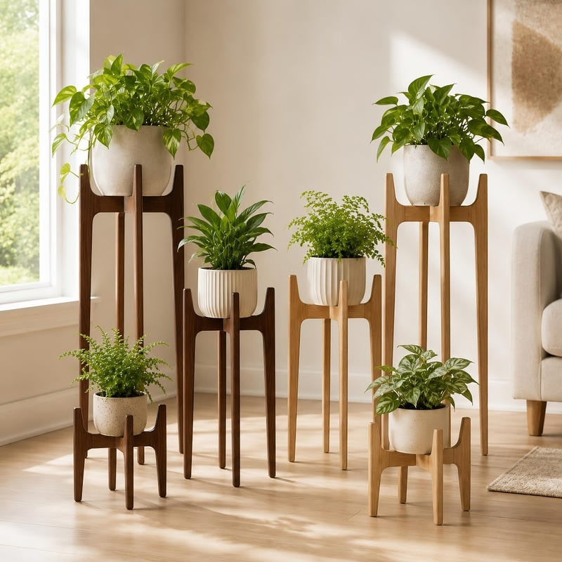Plant Stand 300mm Wide in Solid Oak