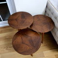Round Nest of Three Tables in Solid Walnut 480mm Wide