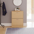 Shoe Cabinet 600mm Wide with Two Tilt Drawers in Solid Ash