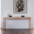 Slim Console Table 800mm Wide by 250mm Deep in Solid Ash
