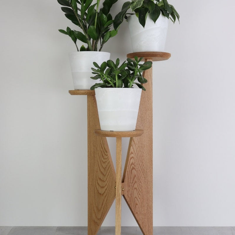 Tiered Plant Stand 500mm Wide in Solid Oak